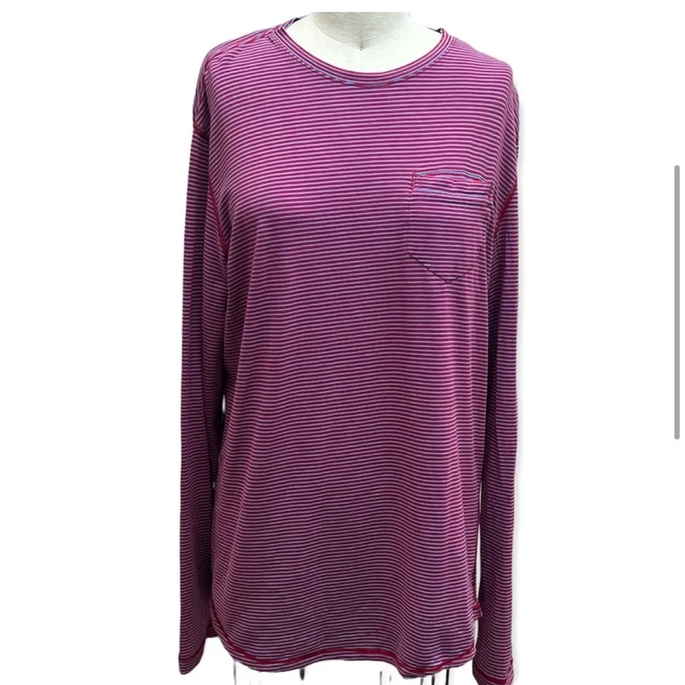 Lululemon 5 Year Basic Long Sleeve Classic Stripe Black Swan Love Red - Picture 3 of 5